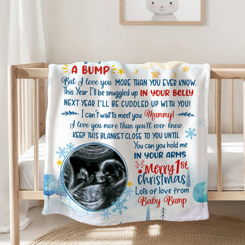 Mom To Be Gifts, This Year I'll Snuggled Up In Your Belly Elephant Sonogram Picture, Personalized Blanket, Gifts For 1st Time Mom, Fleece Sherpa, New Mom Blanket, Gifts For Christmas