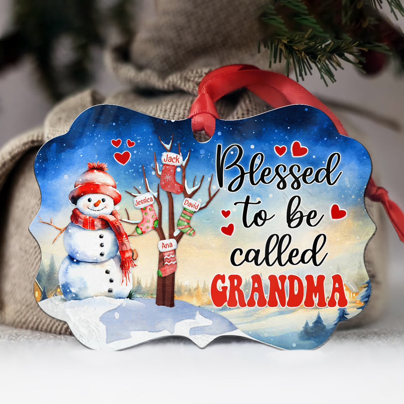 Gifts For Grandma, Cute Stockings Xmas Tree Blessed To Be Called Grandma Christmas Ornament, Gifts For Nonna From Grandchildren, Xmas Tree Hanging Keepsake Medallion Aluminum Ornament