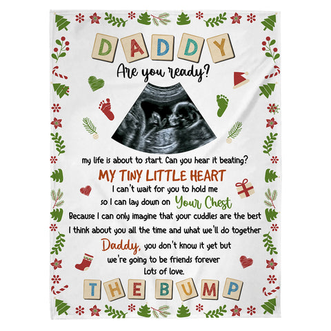 Dad To Be Gifts, Daddy Are You Ready I Can't Wait For You To Hold Me Baby Ultrasound, Personalized Blanket, Gifts For New Daddy, Fleece Sherpa, New Dad Blanket, Gifts For Christmas