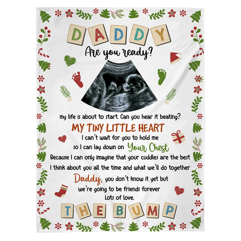 Dad To Be Gifts, Daddy Are You Ready I Can't Wait For You To Hold Me Baby Ultrasound, Personalized Blanket, Gifts For New Daddy, Fleece Sherpa, New Dad Blanket, Gifts For Christmas