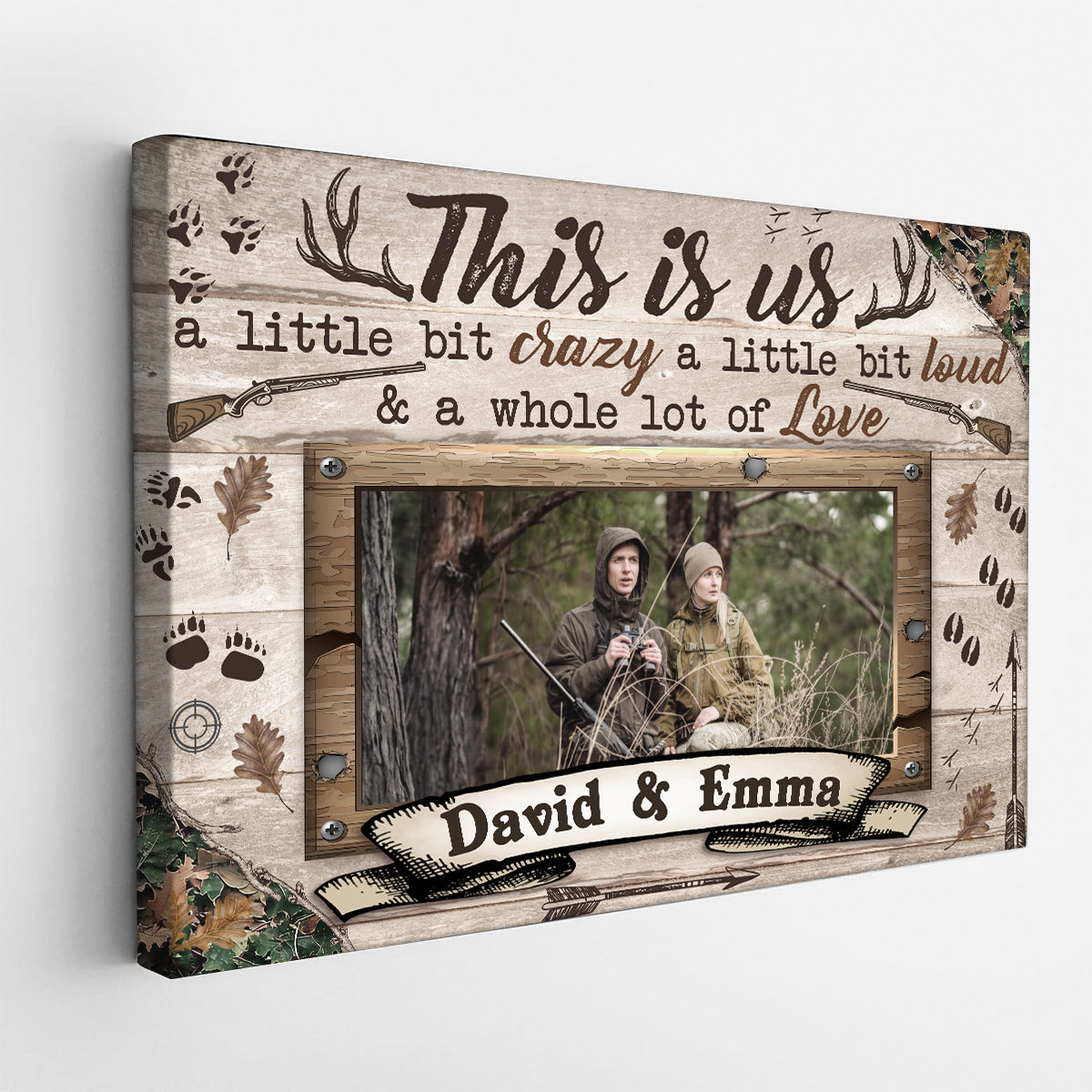 Personalized Name Outdoor Canvas, A Whole Lot Of Love Phrase Artwork, Hunting Theme Couple Wall Decor, Personalized Canvas Wall Art, Gifts For Him Her Honey, Poster Prints