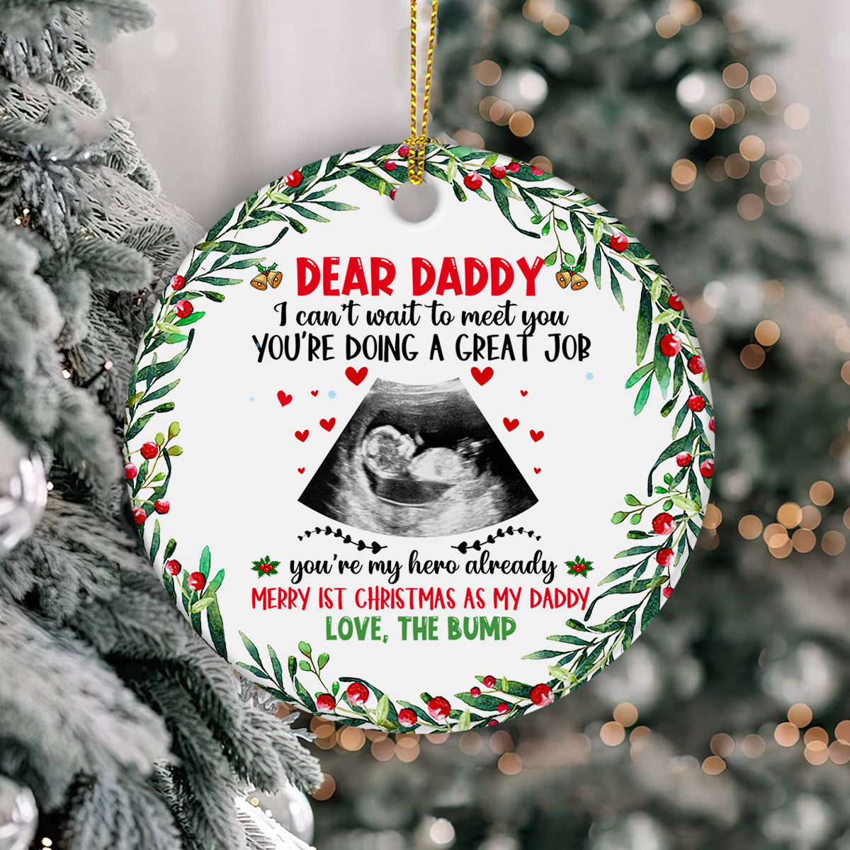 New Dad Gifts, Baby Ultrasound Scan I Can't Wait To Meet You , Personalized Christmas Ornament With Photo, Gifts For Daddy New Dad, Xmas Decor, New Dad Ornament, Gifts For Christmas