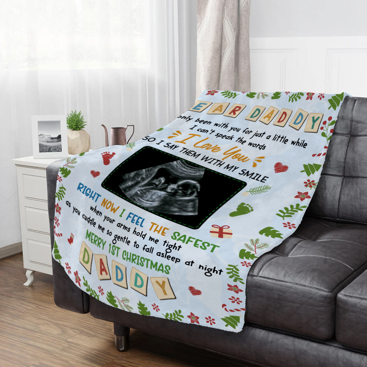 Dad To Be Gifts, Dear Daddy I've Only Been With You Baby Ultrasound, Personalized Blanket, Gifts For Future Dad To Be, Fleece Sherpa, Pregnancy Reveal Blanket, Gifts For Christmas