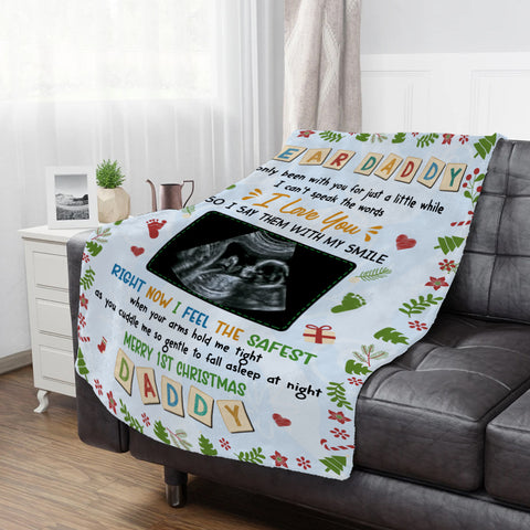 Dad To Be Gifts, Dear Daddy I've Only Been With You Baby Ultrasound, Personalized Blanket, Gifts For Future Dad To Be, Fleece Sherpa, Pregnancy Reveal Blanket, Gifts For Christmas