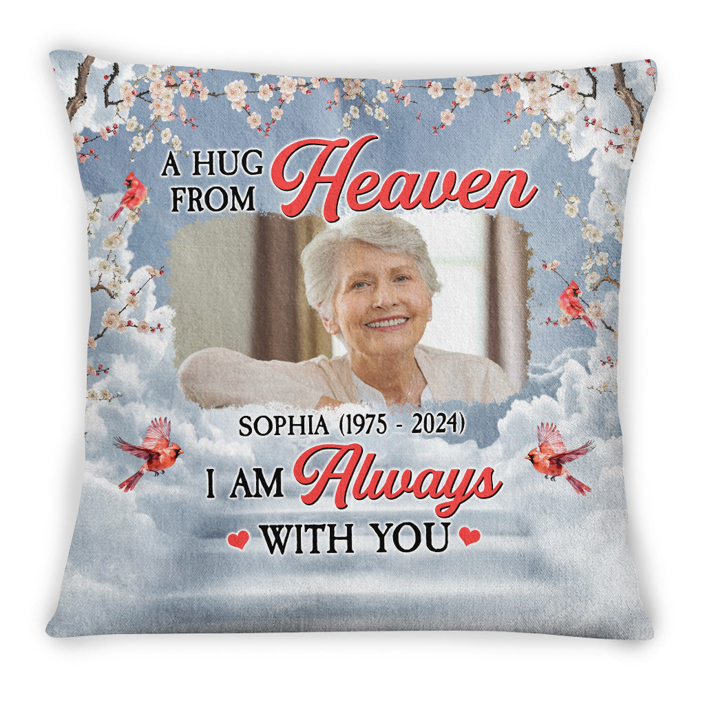 Memorial Gifts, Personalized Memorial Square Pillow, Always With You Red Bird Blossom Tree, Gifts For Loss Of Mom Grandpa, Sofa Couch Cushion, Funeral Gifts For Anniversary Birthday