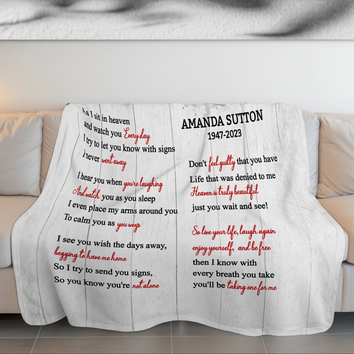 Sympathy Gifts, Memorial Blanket With Photo, Sympathy Memorial, Heaven Watching Over Family Verse, Heaven Message With Red Birds, Loss Of Mom Dad Blanket, Fleece Sherpa, Funeral Gifts