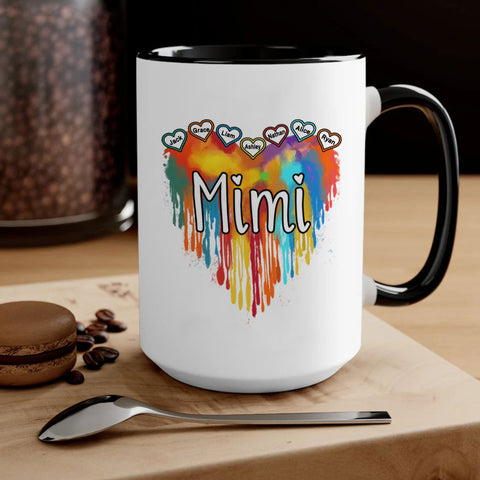 Personalized Coffee Mug For Grandmother From Granddaughter Grandson Grandma Melting Colorful Heart Custom Name Novelty Coffee Ceramic Cup 11 15Oz Grandma Gifts On Birthday Christmas