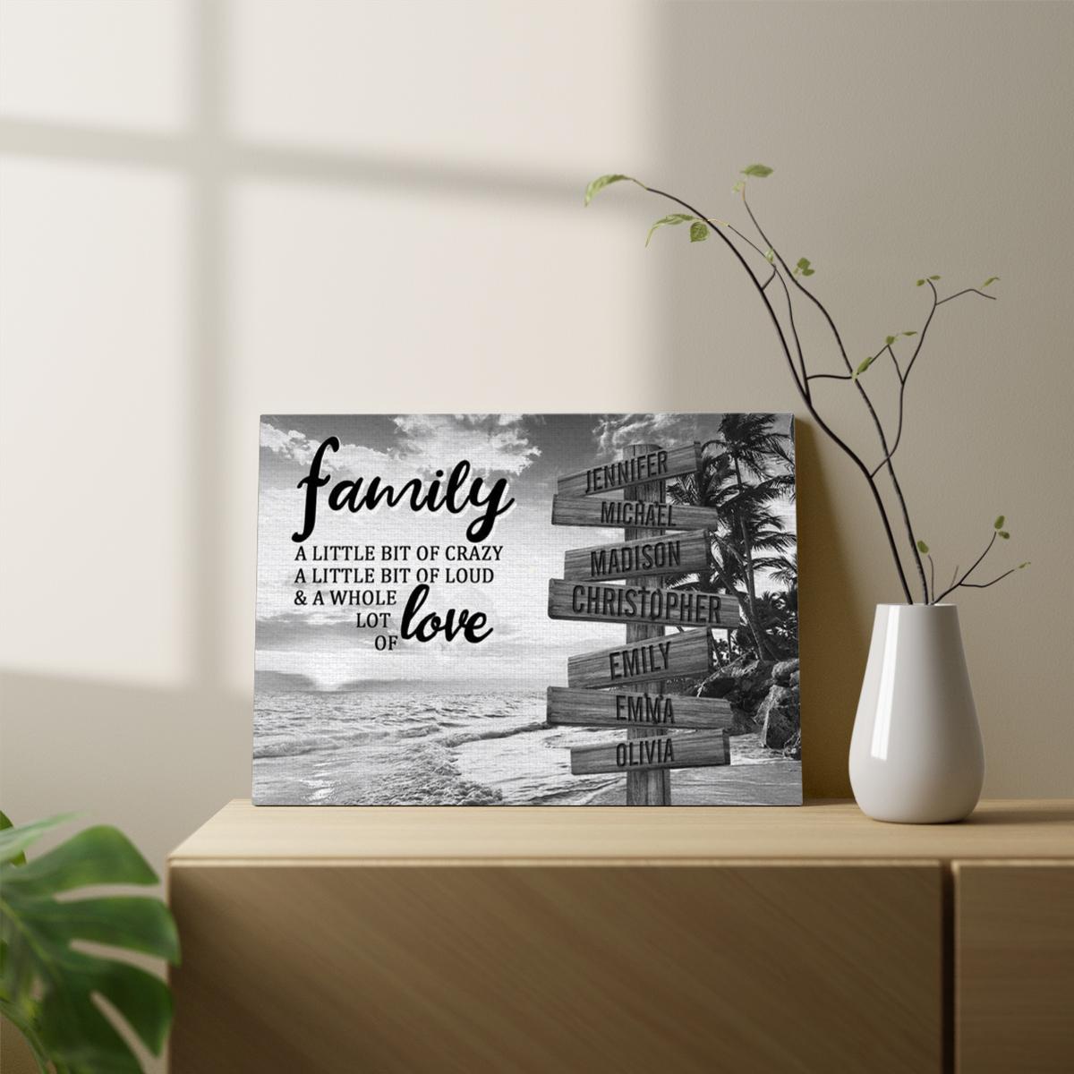 Personalized Canvas Wall Art For Mom Dad Grandma From Kids Wooden Signs A Little Crazy Loud And Lot Love Custom Multi Name Poster Prints Home Decor Family Gifts For Mom Dad On Birthday