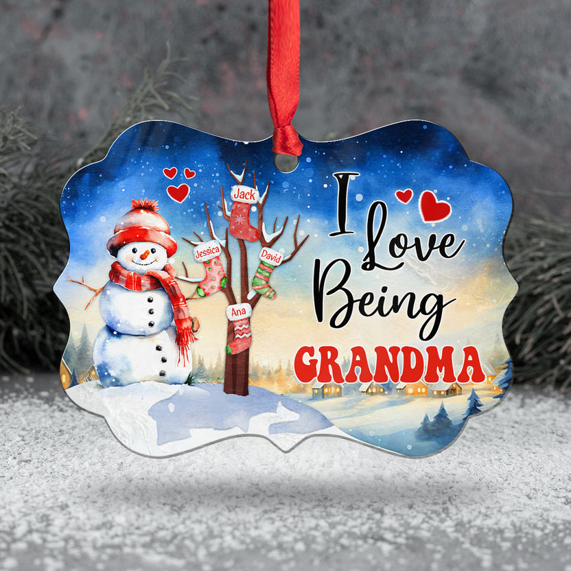 Gifts Ideas For Grandparents, Cute Stockings Tree Blessed To Be Called Grandma Medallion Aluminum Ornament For Women Keepsake
