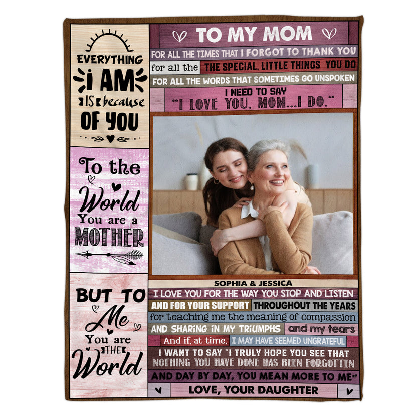 Gifts For Mom, Vintage Wooden Background Custom Love Letter Blanket To My Mom Warm And Cozy Blanket, Gifts For Mom From Daughter Fleece Sherpa Blanket, Gifts For Mothers Day