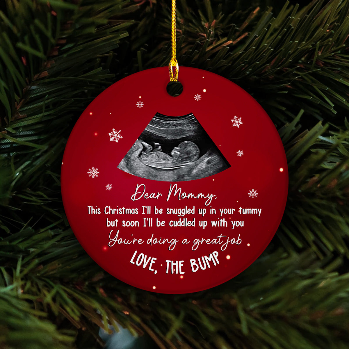 Mom To Be Gifts, This Christmas I'll Be Snuggled Upload Photo Ceramic Ornament, Personalized Photo Christmas Ornament, Gifts For Mom, Xmas Tree Decor, New Mom Keepsake, Gifts For Mother's Day