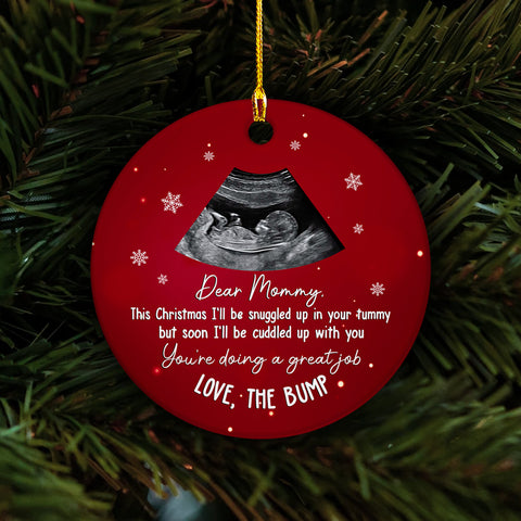 Mom To Be Gifts, This Christmas I'll Be Snuggled Upload Photo Ceramic Ornament, Personalized Photo Christmas Ornament, Gifts For Mom, Xmas Tree Decor, New Mom Keepsake, Gifts For Mother's Day