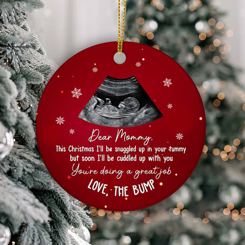 Mom To Be Gifts, This Christmas I'll Be Snuggled Upload Photo Ceramic Ornament, Personalized Photo Christmas Ornament, Gifts For Mom, Xmas Tree Decor, New Mom Keepsake, Gifts For Mother's Day