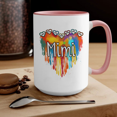 Personalized Coffee Mug For Grandmother From Granddaughter Grandson Grandma Melting Colorful Heart Custom Name Novelty Coffee Ceramic Cup 11 15Oz Grandma Gifts On Birthday Christmas
