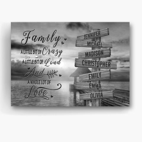Personalized Canvas Wall Art For Mom Dad Grandma From Kids Grandkids Wooden Signs Black White A Little Crazy Custom Multi Name Poster Prints Home Decor Family Gifts For Mom Dad On Birthday