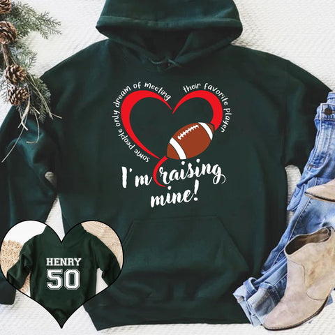 Personalized T-Shirt For Mommy From Son Boy Kids Football Gifts I'm Raising Mine Fan Football Family Mother Father Football Games Day Custom Title And Number Short Sleeve Tops Tee Shirt