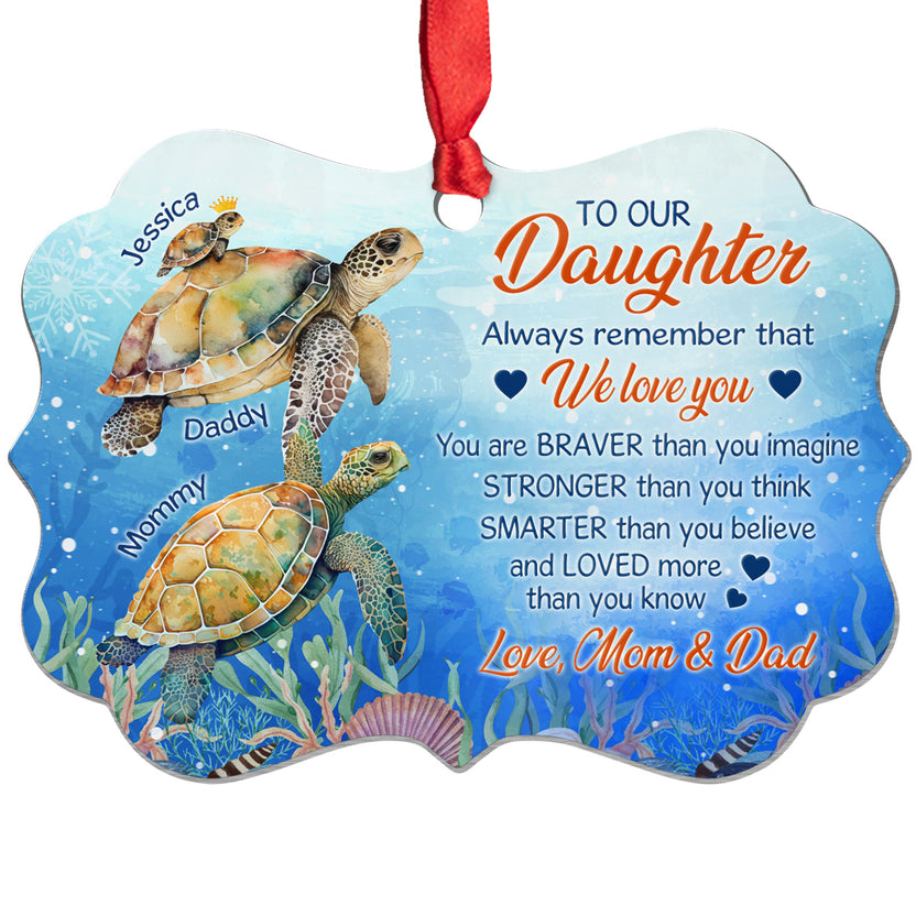 Daughter Gifts, Sea Turtle You Are Stronger Than You Think Medallion Aluminum Ornament
 For Girls Babies From Mom Dad Parents