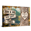 Personalized Couple Poster We Got Rustic Wood Sign Print Custom Name & Date Heart On Tree Autumn Forest Landscape, You & Me, Gifts For Him Her From Honey, Canvas Prints Wall Decor