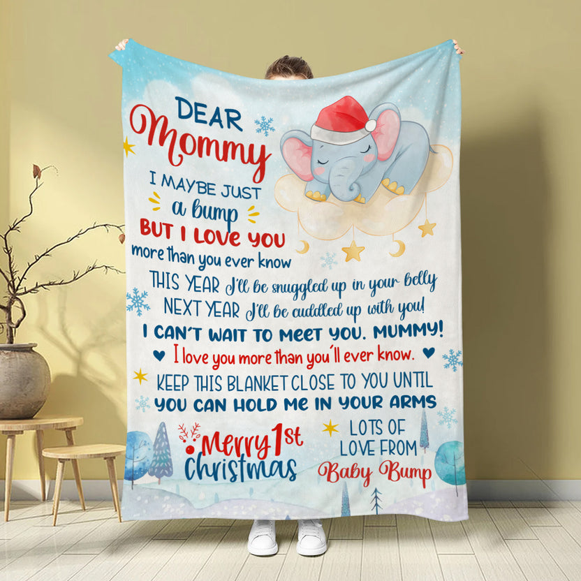 Mom To Be Gifts, I Can't Wait To Meet You Mummy Sleeping Elephant, Personalized Blanket, Gifts For 1st Time Mom, Fleece Sherpa, Blanket For Mommy To Be, Gifts For Mother's Day