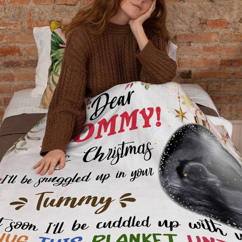Hug This Blanket Until You Can Hold Me Baby Ultrasound With Ball Hanging Tree, Dear Mommy Holiday Keepsake, First Christmas Expecting Mother, Personalized Photo Blanket, Gifts To Mom
