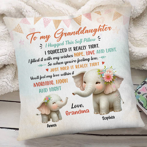 Personalized Square Pillow For Grandkids From Nana Gifts For Granddaughter You'll Feel My Love Within It Morning Noon Night Cute Grandma Grandkids Elephant Double Sided Sofa Couch