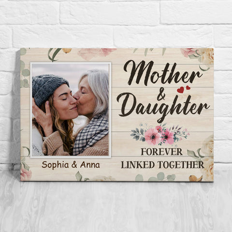 Gifts Ideas For Mom, Mother Daughter Forever Linked Together, Personalized Canvas Wall Art, Gifts For Mom Mommy From Son Daughter, Poster Prints Wall Decor, Gifts For Mother's Day