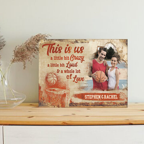 Athletic Couple Canvas Print, A Whole Lot Of Love Wording, Personalized Name Basketball Home Decor  Canvas Wall Art, Gifts For Him Her Poster Prints Wall Decor, Gifts For Valentines