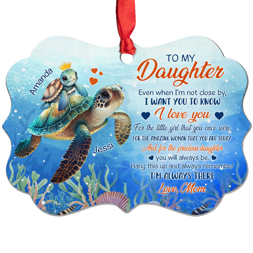Daughter Gifts, Sea Turtle Hang This Up And Remember I'm Always There Medallion Aluminum Ornament For Girls Babies From Mom Mother, Xmas Tree Decor, Gifts For Birthday Holiday Keepsake