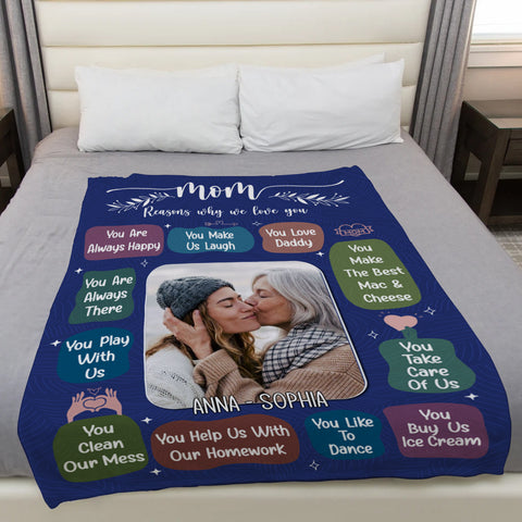 Gifts For Mother, Reasons Why Love You Help Us Clean Our Mess, Personalized Blanket, Funny Gifts For Mom Mother From Son Daughter, Fleece Sherpa Blanket, Gifts For Birthday Mothers Day