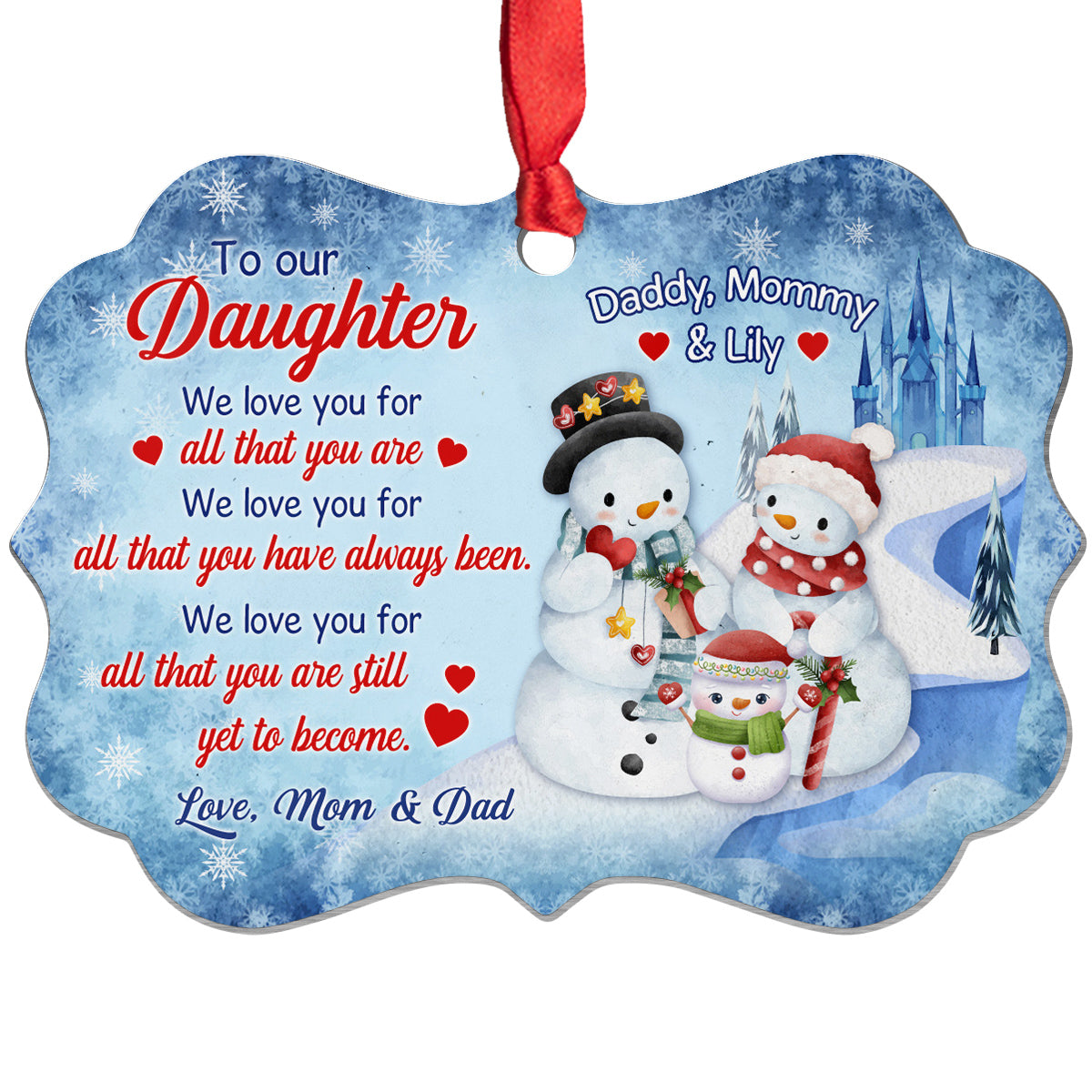 Daughter Gifts, Love You For All That You Are Snowflakes Medallion Aluminum Ornament, Personalized Christmas Ornament, Gifts For Girls From Mom Dad, Xmas Tree Decor
