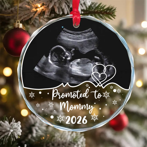 Mom To Be Gifts, Personalized Sonogram Glass Ornament, Promoted To Mommy Year, Custom Baby Photo Keepsake, Pregnancy Announcement, Expecting Mom Holiday Item,  Gifts For Mommy