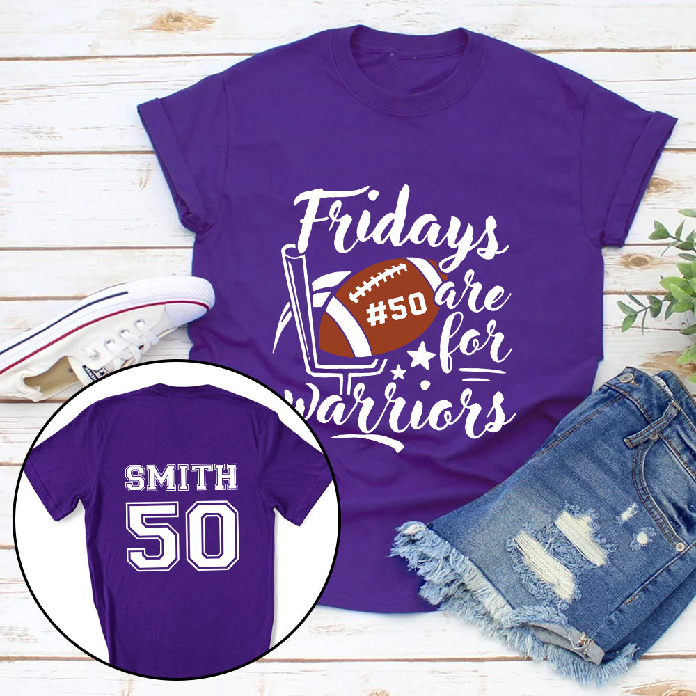 Personalized T-Shirt For Mom Dad From Son Boy Kids Football Gifts Friday Are For Football Game Fan Football Family Football Games Day Custom Title And Number Short Sleeve Tops Tee Shirt