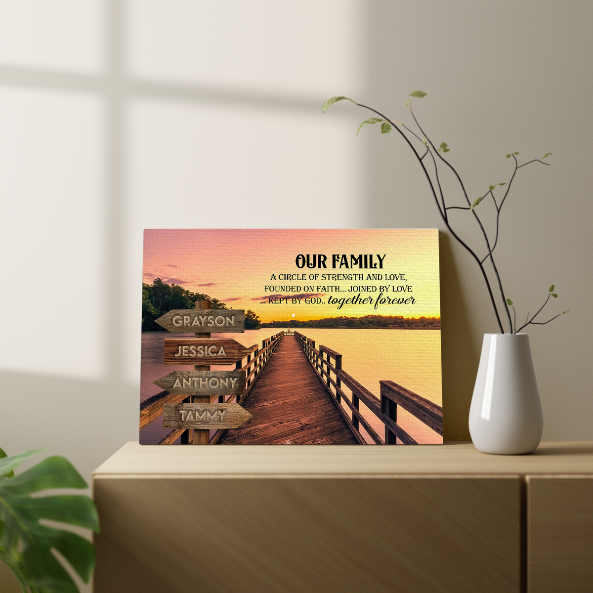 Personalized Canvas Wall Art For Mom Dad Kids From Son Daughter Street Sign Multi Name Ocean Dock Meaningful Quotes Family Sunset Printed Custom Multi Name Poster Prints Home Decor