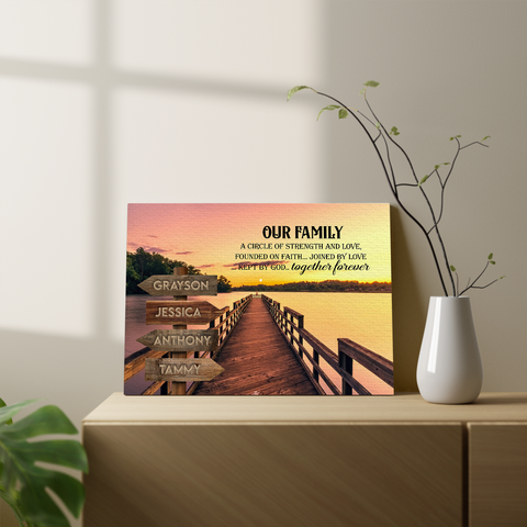 Personalized Canvas Wall Art For Mom Dad Kids From Son Daughter Street Sign Multi Name Ocean Dock Meaningful Quotes Family Sunset Printed Custom Multi Name Poster Prints Home Decor