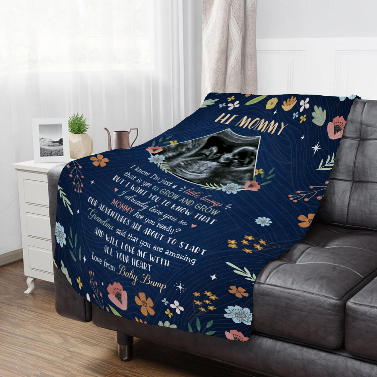 Mom To Be Gifts, Floral Printed With Baby's Sonogram Photo I Already Love You, Personalized Blanket, Gifts For New Mommy, Fleece Sherpa, New Mom Blanket For Mother's Day