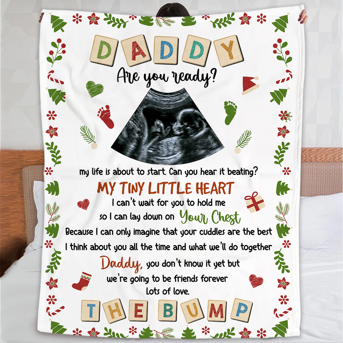 Dad To Be Gifts, Daddy Are You Ready I Can't Wait For You To Hold Me Baby Ultrasound, Personalized Blanket, Gifts For New Daddy, Fleece Sherpa, New Dad Blanket, Gifts For Christmas