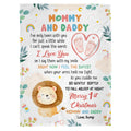 Merry 1st Christmas Mommy Daddy I've Only Been With You A While Footprint Baby Lion, Personalized Blanket, Gifts For New Parents, Fleece Sherpa Blanket, New Parents Xmas Christmas