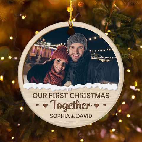 Couple Photo First Christmas Ornament, Custom Holiday Tree Decoration, Romantic Couple Keepsake, First Christmas Together Keepsake, Holiday Ornament Gifts For Him Her Honey Wife Husband
