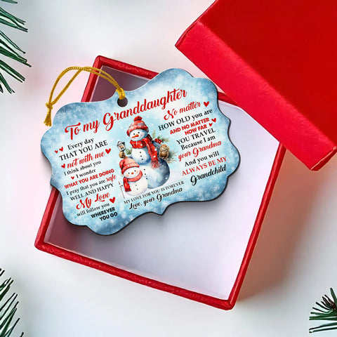Granddaughter Gifts, Cute Grandma & Grandkid Together Snowflakes I Wonder What You Are Doing Medallion Aluminum Ornament For Baby From Mimi, Xmas Tree Decor, Gifts For Birthday Xmas