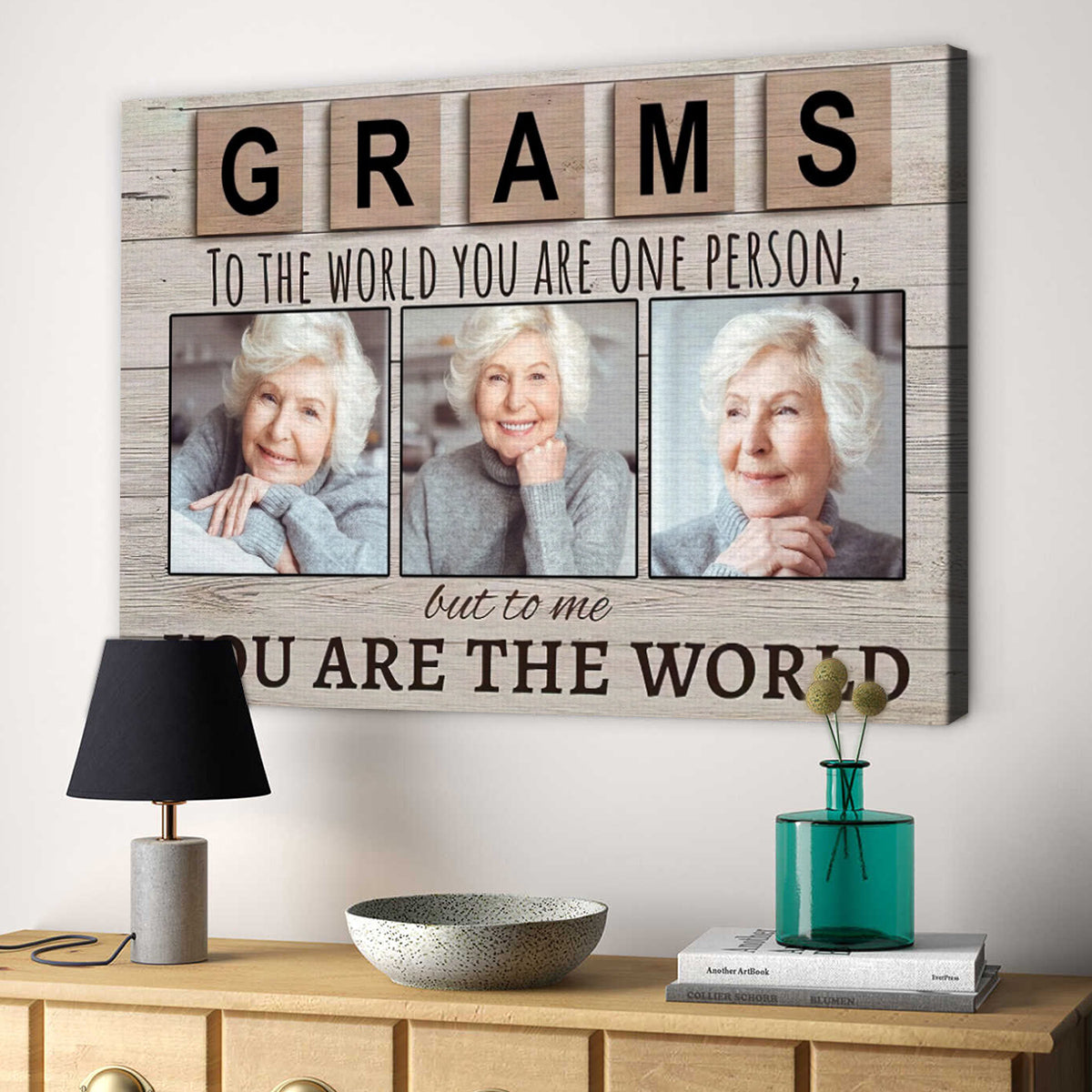 Unique Gifts For Grandma, Granms You Are World Wooden Background, Personalized Canvas Wall Art, Gifts For Grandma Nana From Grandkids, Poster Prints Wall Decor, Gifts For Christmas