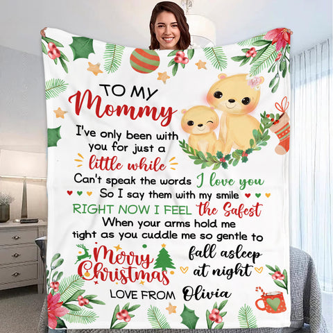 Personalized Blanket For New Mom From Newborn Baby Family Cute Lion I've Only Been With You Christmas Decorations Custom Name Gifts For Future Mom Fleece Sherpa Blanket For Christmas