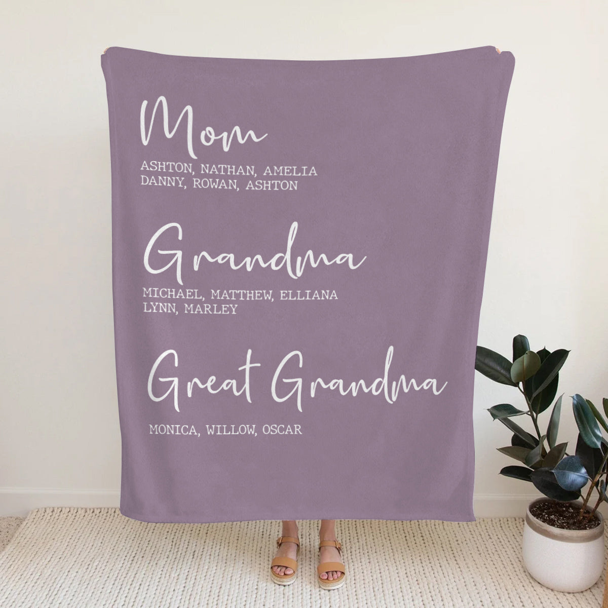 Grandma Gifts, Personalized Name Fleece Bedding Blanket, Mom Grandma Family Tree, Established Year Est Years And Names, Gifts For Nana From Grandkids, Custom Fleece Sherpa Blanket