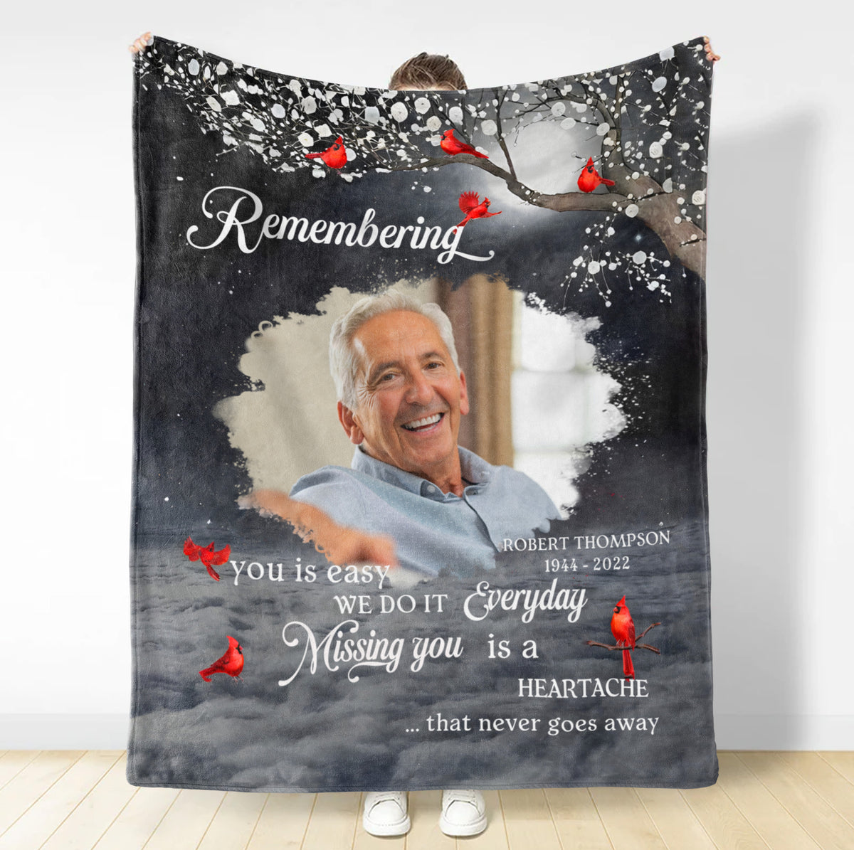 Memorial Gifts, Personalized Memorial Blanket With Photo, Remembering You Is Easy, Loss Of Grandma Grandpa Blanket, Fleece Sherpa, Remembrance Gifts For Anniversary