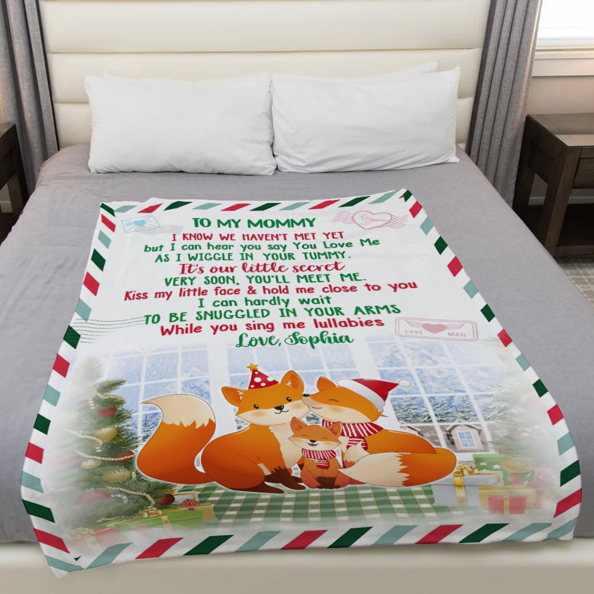 Gifts For Expecting Mom, As I Wiggle In Your Tummy Fox Family, Personalized Blanket, Gifts For New Mom Mom To Be Mommy, Fleece Sherpa, First Mom Blanket, Gifts For Christmas Birthday