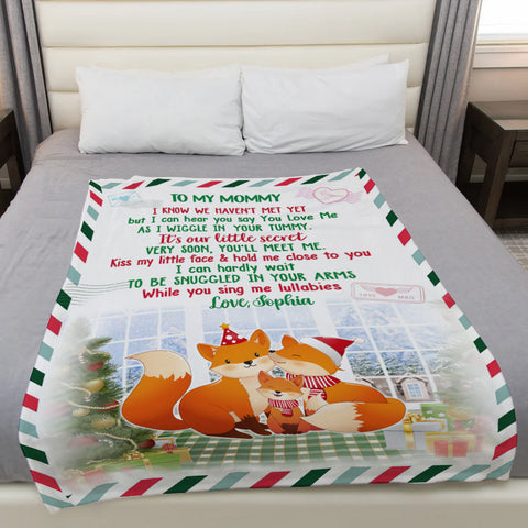 Gifts For Expecting Mom, As I Wiggle In Your Tummy Fox Family, Personalized Blanket, Gifts For New Mom Mom To Be Mommy, Fleece Sherpa, First Mom Blanket, Gifts For Christmas Birthday