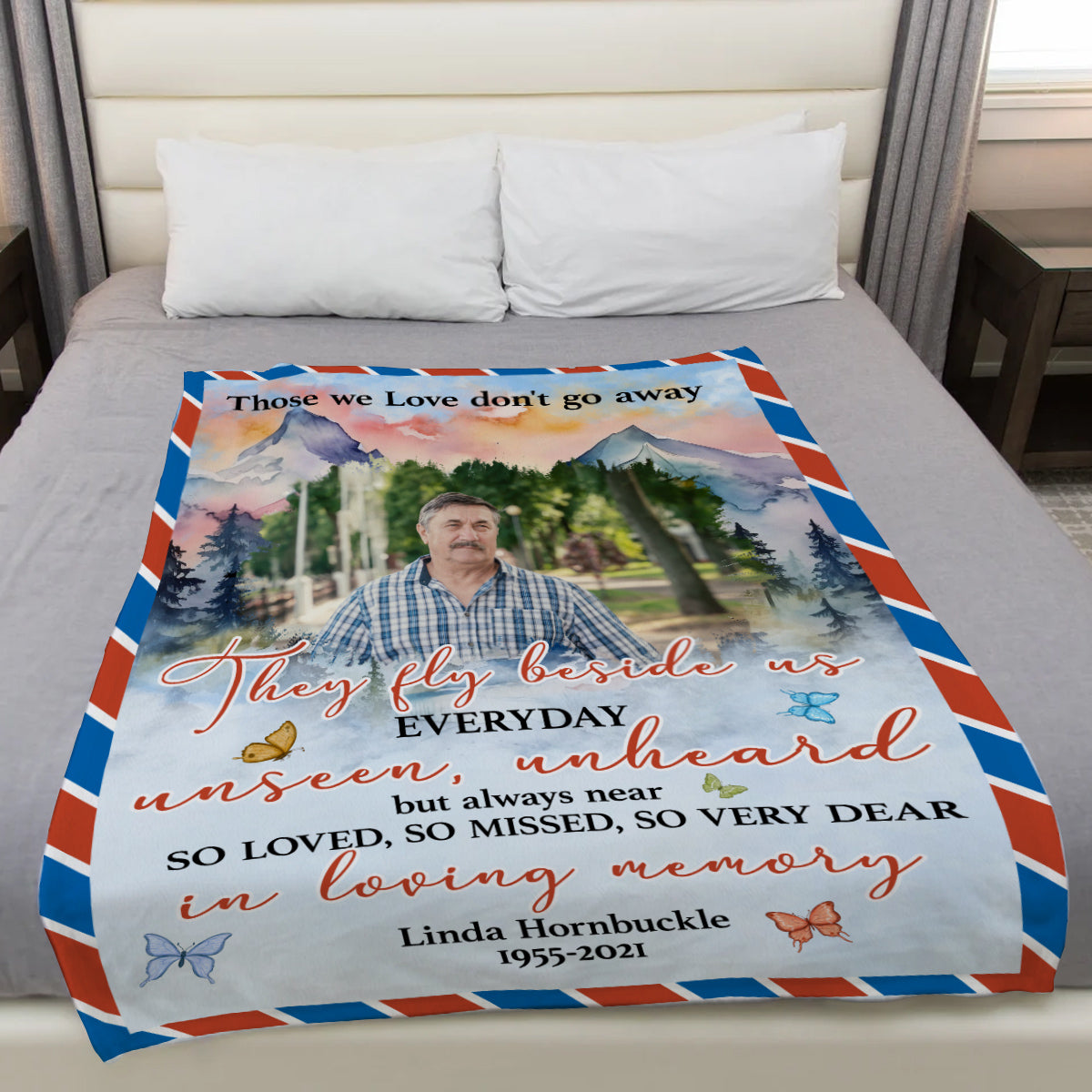 Bereavement Gifts Ideas, Personalized Memorial Blanket With Photo, Those Love Dont Go Away They Fly Beside Us, Loss Of Mom Dad Blanket, Fleece Sherpa, Bereavement Gifts For Anniversary