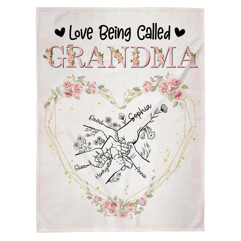 Funny Gifts For Grandma, Love Being Called Unique Hand In Hand Flowers, Personalized Blanket, Gifts For Grandmother Nana From Grandkids, Custom Fleece Sherpa Blanket, Gifts For Birthday