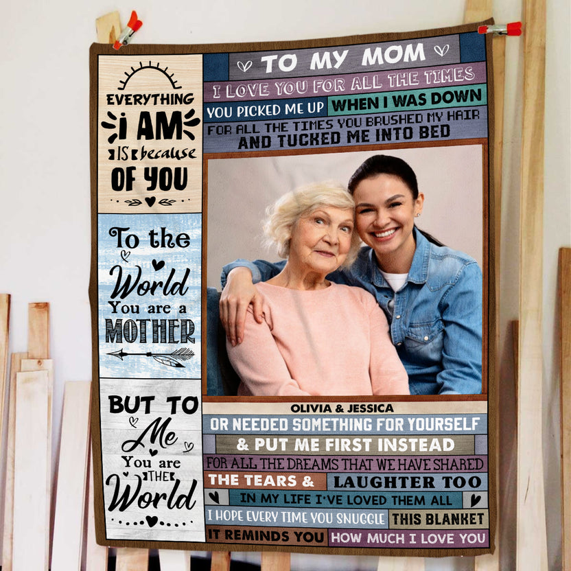 Gifts For Mom, Vintage Wooden Background Custom Love Letter Blanket To My Mom Warm And Cozy, Personalized Blanket, Gifts For Mom From Daughter Son, Fleece Sherpa Blanket For Women
