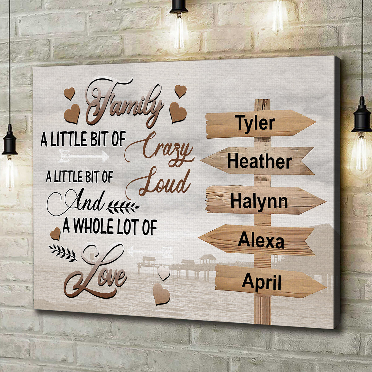 Personalized Canvas Wall Art For Parents From Kids Child Family A Little Bit Of Crazy Whole Lot Of Love Custom Multi Name Poster Prints Home Decor Family Gifts For Mom Dad On Christmas