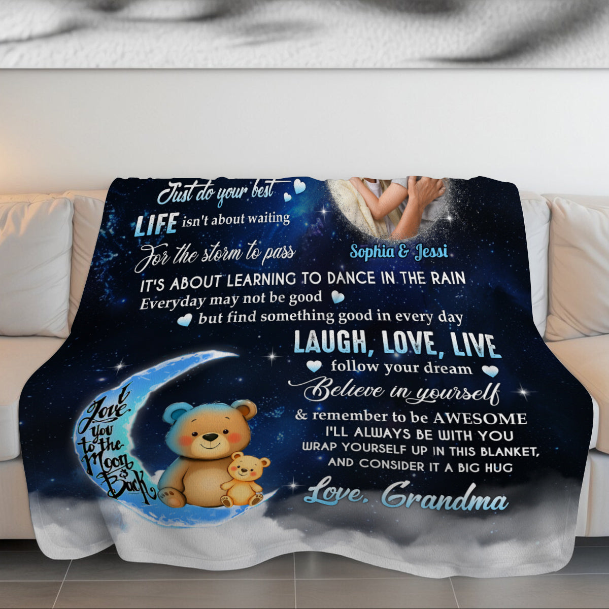 Gifts For Granddaughter, How Much As You Grow Older Cute Bear Upload Photo, Personalized Blanket, Gifts For Granddaughter From Grandma, Fleece Sherpa Blanket, Gifts For Christmas Xmas